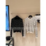 Chanel Girly Aesthetic ~ Bow Detail 🎀 2025 Fall/Winter Collection 3D Jacquard Round Neck Striped Wool 🦙 Knit Short Sleeve / Pullover Sweater - Image 8