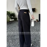 Dior 2025 Early Fall/Winter Collection ⭐️ Embroidered Pockets High-Waist Slimming Belt Straight-Leg Wide Pants for Women - Image 6