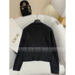 Dior 2025 Fall/Winter Collection 🐝 Gold-Thread Embroidered Bee Logo Cashmere/Wool Blend V-Neck Knit Cardigan - Image 6