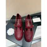 Chanel 2025 Fall/Winter Collection 🌈 Cut-Out Silver Buckle Logo Genuine Leather Loafers / Women's Shoes - 4 Colors Available - Image 8