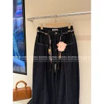miumiu 2025 Fall Collection 👖 Scarf Tie Accent Embroidered Letter Pocket High-Waist Slimming Wide Leg Pants for Women - Image 2