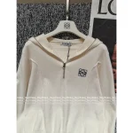 Loewe 2025 Early Fall/Winter Collection ☑️ Embroidered Letter Logo Hooded Wool Knit Pullover for Women - Image 8