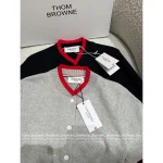THOM BROWNE 2025 Fall/Winter Collection 👧 Color-Block Pocket Knit Wool Baseball Jacket for Women - Image 4