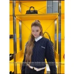miumiu 2025 Early Fall/Winter Collection 💙 V-Neck Letter Logo Cable & Crochet 100% Wool Knit Sweater - Image 14