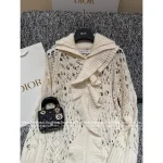 Dior 2025 Fall/Winter Collection ⭐️ Pleated Cut-Out Lace Flounce Fringe Lapel Crochet Wool Blouse for Women - Image 6
