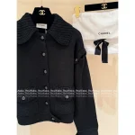 Chanel 2025/26 Atelier Collection 🖤 Artisan Wool Blend Chunky Knit & Crochet Sleeve Button Detail Cardigan - Image 4