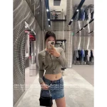 ALEXANDERWANG 2025 Early Fall Collection ✨ High-Temperature Crystal Embossed Glitter Knit Cardigan - Bodycon Chic Style - Image 5