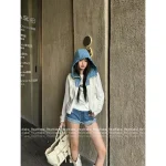 Louis Vuitton 2025 Early Fall/Winter Collection 🆕 Hooded Denim Blend White Faux Fur Coat / Vest - Image 6