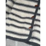 Loewe 2025 Early Fall Collection 🆕 Round Neck Striped Embroidery Toggle Button Pocket Wool Sweater 🐑 Cardigan for Women - Image 9