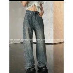 BALENCIAGA 2025 Early Fall Collection 👖 Sparkling Heavyweight Hot-Fix Rhinestone High-Waist Slimming Wide-Leg Jeans for Women - Image 2