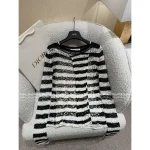 Dior 2025 Fall Collection 🔍 Black-White Colorblock Pleated Ruffle Fringe Sheer Blouse (with Lining) - Image 10