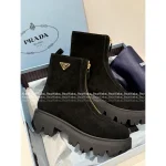 Prada 2025 Early Fall/Winter Collection 👢 Calfskin Classic ▶️ Triangle Logo Platform Gear ⚙️ Ankle Boots & Chelsea Boots for Women - Image 9