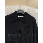 Dior 2025 Fall/Winter Collection 🖤 Pleated Lapel Ruffle Hem Imported Wool 🦙 Knit Dress for Women - Image 7