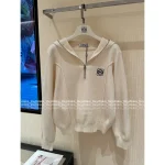 Loewe 2025 Early Fall/Winter Collection ☑️ Embroidered Letter Logo Hooded Wool Knit Pullover for Women - Image 6