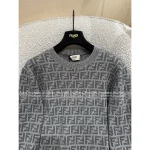 FENDI 2025 Fall/Winter Collection Round Neck Jacquard Letter Logo Imported Wool/Silk Blend Pullover Knit Sweater for Women - Image 3
