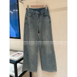 BALENCIAGA 2025 Early Fall Collection 👖 Sparkling Heavyweight Hot-Fix Rhinestone High-Waist Slimming Wide-Leg Jeans for Women