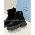 Prada 2025 Early Fall/Winter Collection 👢 Calfskin Classic ▶️ Triangle Logo Platform Gear ⚙️ Ankle Boots & Chelsea Boots for Women - Image 8