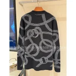 Hermes 2025 Fall/Winter Collection 🍊 Crystal Button V-Neck Jacquard (with Silk) Wool Knit Cardigan for Women - Image 13