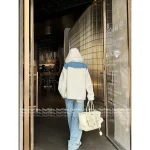 Louis Vuitton 2025 Early Fall/Winter Collection 🆕 Hooded Denim Blend White Faux Fur Coat / Vest - Image 4