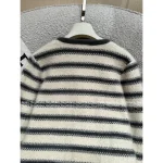 Loewe 2025 Early Fall Collection 🆕 Round Neck Striped Embroidery Toggle Button Pocket Wool Sweater 🐑 Cardigan for Women - Image 7