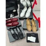 Chanel 2025 Fall/Winter Collection 🌈 Cut-Out Silver Buckle Logo Genuine Leather Loafers / Women's Shoes - 4 Colors Available - Image 5