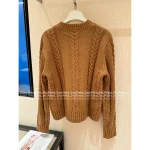 Loewe 2025 Early Fall/Winter Collection 🤎 Yang Mi Same Style Cut-Out V-Neck Button Crochet Knit Wool Sweater for Women - Image 11