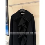 Dior 2025 Fall/Winter Collection 🖤 Pleated Lapel Ruffle Hem Imported Wool 🦙 Knit Dress for Women - Image 6