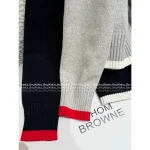 THOM BROWNE 2025 Fall/Winter Collection 👧 Color-Block Pocket Knit Wool Baseball Jacket for Women - Image 16