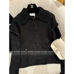 Chanel 2025/26 Atelier Collection 🖤 Artisan Wool Blend Chunky Knit & Crochet Sleeve Button Detail Cardigan - Image 15