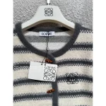 Loewe 2025 Early Fall Collection 🆕 Round Neck Striped Embroidery Toggle Button Pocket Wool Sweater 🐑 Cardigan for Women - Image 6