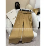 Dior 2025 Early Fall/Winter Collection ⭐️ Embroidered Pockets High-Waist Slimming Belt Straight-Leg Wide Pants for Women - Image 2
