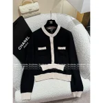 Chanel 2025 Fall/Winter Collection 🔍 Patchwork False Two-Piece Design Color-Block Bow Crystal Button 🐑 Round Neck Cashmere Knit Cardigan for Women - Image 14