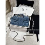 Chanel 2025 Collection 🦋 Bow & Metal Logo Chain Bag ⛓️ Stunning Jennie-Inspired Imported Denim Fabric - Small Denim Bow Bag - Image 16