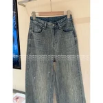 BALENCIAGA 2025 Early Fall Collection 👖 Sparkling Heavyweight Hot-Fix Rhinestone High-Waist Slimming Wide-Leg Jeans for Women - Image 14