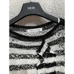 Dior 2025 Fall Collection 🔍 Black-White Colorblock Pleated Ruffle Fringe Sheer Blouse (with Lining) - Image 7