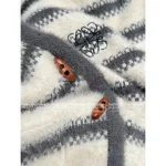 Loewe 2025 Early Fall Collection 🆕 Round Neck Striped Embroidery Toggle Button Pocket Wool Sweater 🐑 Cardigan for Women - Image 5