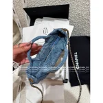 Chanel 2025 Collection 🦋 Bow & Metal Logo Chain Bag ⛓️ Stunning Jennie-Inspired Imported Denim Fabric - Small Denim Bow Bag - Image 15
