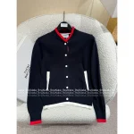 THOM BROWNE 2025 Fall/Winter Collection 👧 Color-Block Pocket Knit Wool Baseball Jacket for Women - Image 14