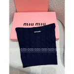 miumiu 2025 Early Fall/Winter Collection 💙 V-Neck Letter Logo Cable & Crochet 100% Wool Knit Sweater - Image 9