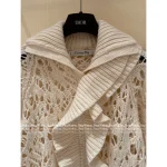 Dior 2025 Fall/Winter Collection ⭐️ Pleated Cut-Out Lace Flounce Fringe Lapel Crochet Wool Blouse for Women - Image 11