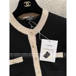 Chanel 2025 Fall/Winter Collection 🔍 Patchwork False Two-Piece Design Color-Block Bow Crystal Button 🐑 Round Neck Cashmere Knit Cardigan for Women - Image 12