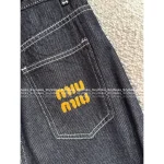 miumiu 2025 Fall Collection 👖 Scarf Tie Accent Embroidered Letter Pocket High-Waist Slimming Wide Leg Pants for Women - Image 10