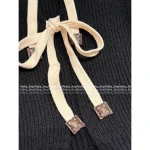 Louis Vuitton 2025 Early Fall/Winter Collection Imported 100% Cashmere Fabric Tie-Waist Genuine Leather Logo Bow Cardigan Sweater - Image 4