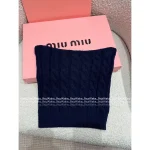 miumiu 2025 Early Fall/Winter Collection 💙 V-Neck Letter Logo Cable & Crochet 100% Wool Knit Sweater - Image 8
