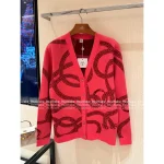 Hermes 2025 Fall/Winter Collection 🍊 Crystal Button V-Neck Jacquard (with Silk) Wool Knit Cardigan for Women - Image 9
