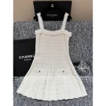Chanel 2025 Fall/Winter Haute Couture Atelier Collection 🤍 White Lace Trim Grid Embossed A-Line Dress (with Silk) - Image 15