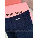 miumiu 2025 Early Fall/Winter Collection 💙 V-Neck Letter Logo Cable & Crochet 100% Wool Knit Sweater - Image 7