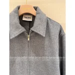 miumiu 2025 Early Fall/Winter Collection 🩶 Minimalist Luxury Gray Tones Lapel Letter Logo Imported Lambswool/Cashmere Jacket - Image 11