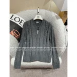 Loewe 2025 Early Fall/Winter Collection 🤎 Yang Mi Same Style Cut-Out V-Neck Button Crochet Knit Wool Sweater for Women - Image 16