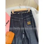 miumiu 2025 Fall Collection 👖 Scarf Tie Accent Embroidered Letter Pocket High-Waist Slimming Wide Leg Pants for Women - Image 8